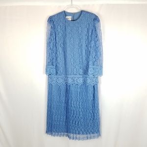 Jennifer Gee dress vintage wedding midi‎ blue 18